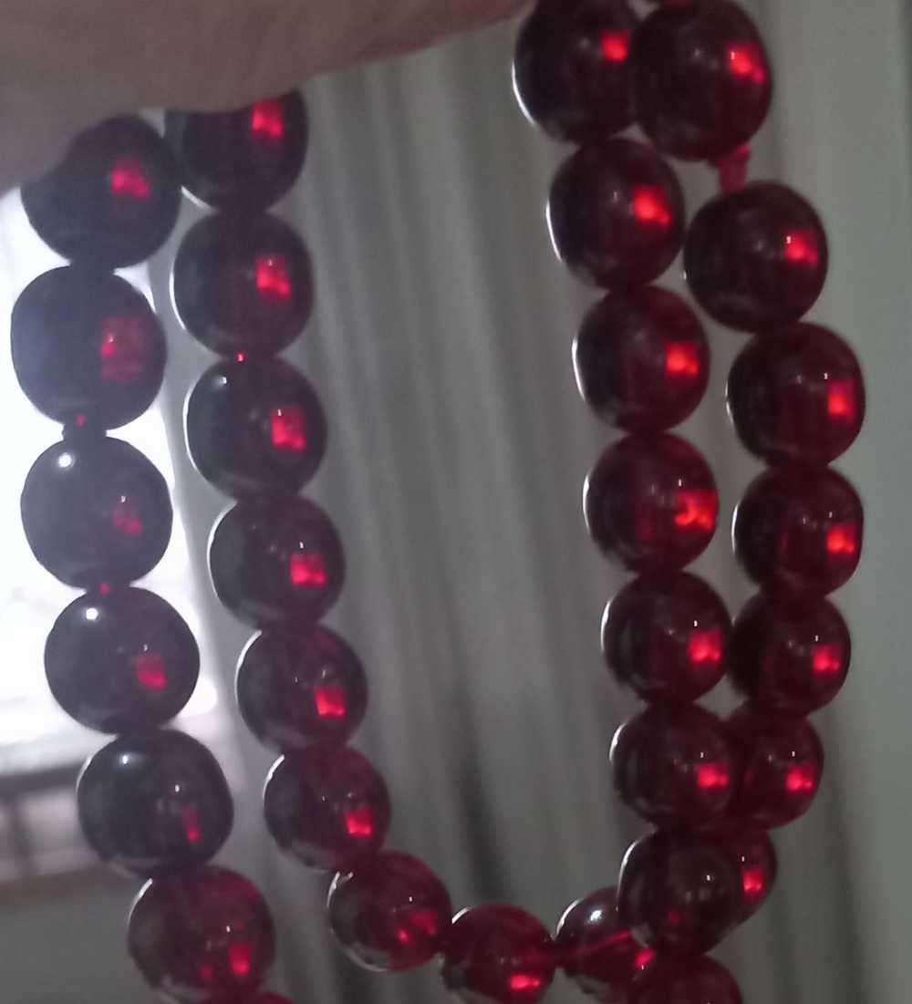 Lovely Vintage Sterling Silver Cherry Red Czech Glass Beads Necklace