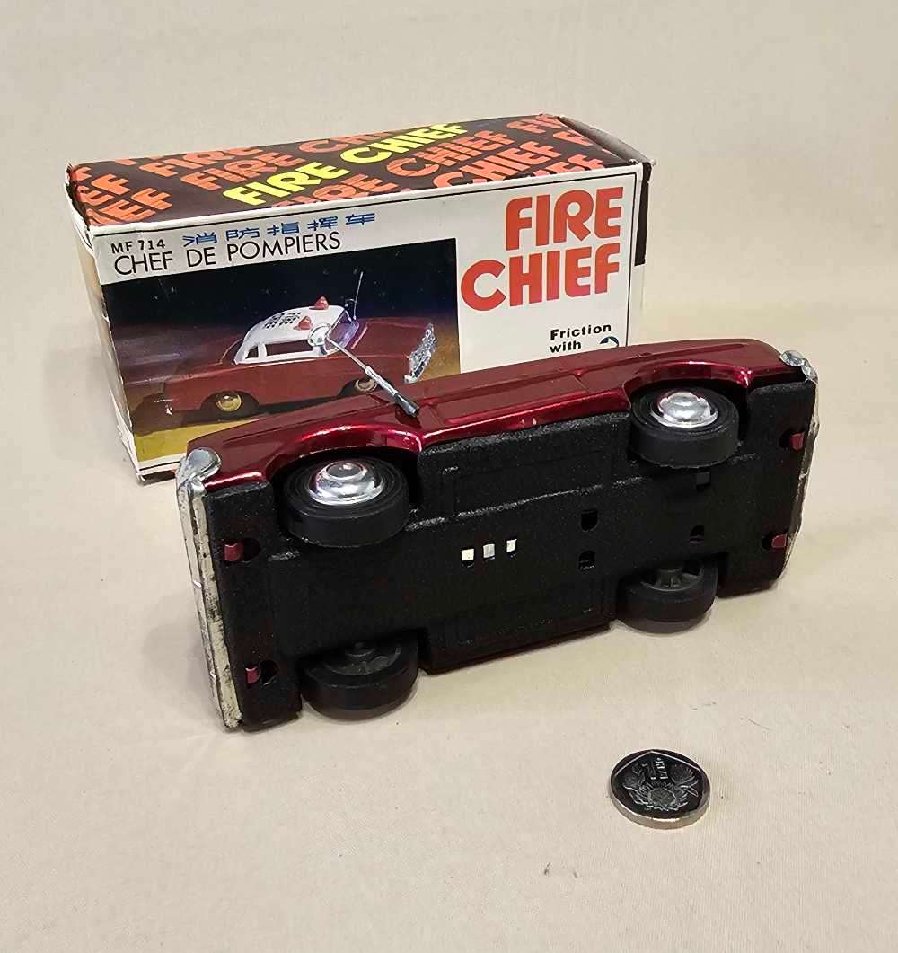 Vintage TIN PLATE Toy Car - Fire Chief