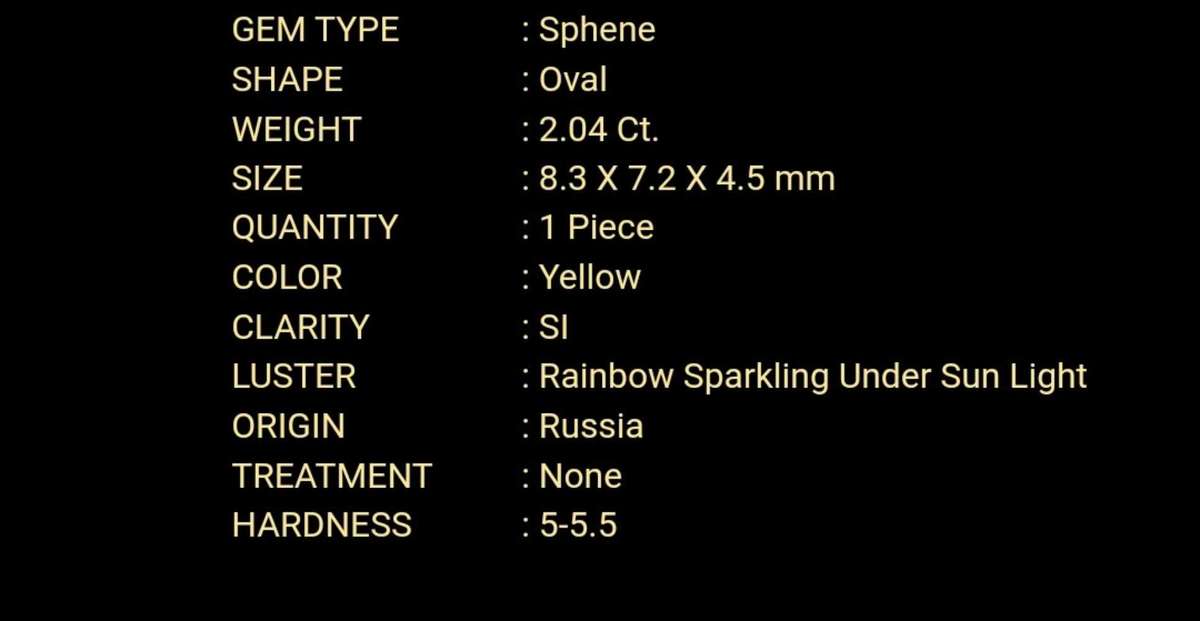 Natural 2.04 Ct Yellow Sphene