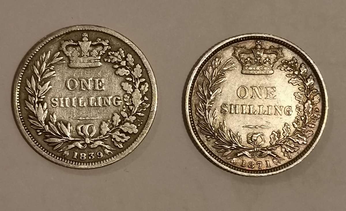1839 & 1871 UK and N/Ireland 1 Shilling