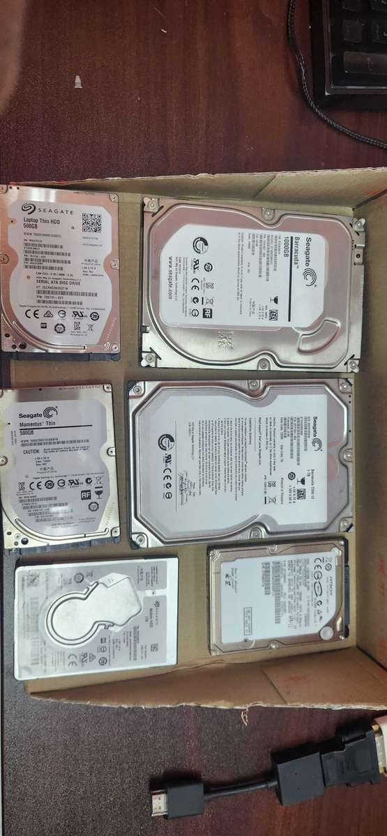6 hard drives untested multiple sizes see pictures what you get