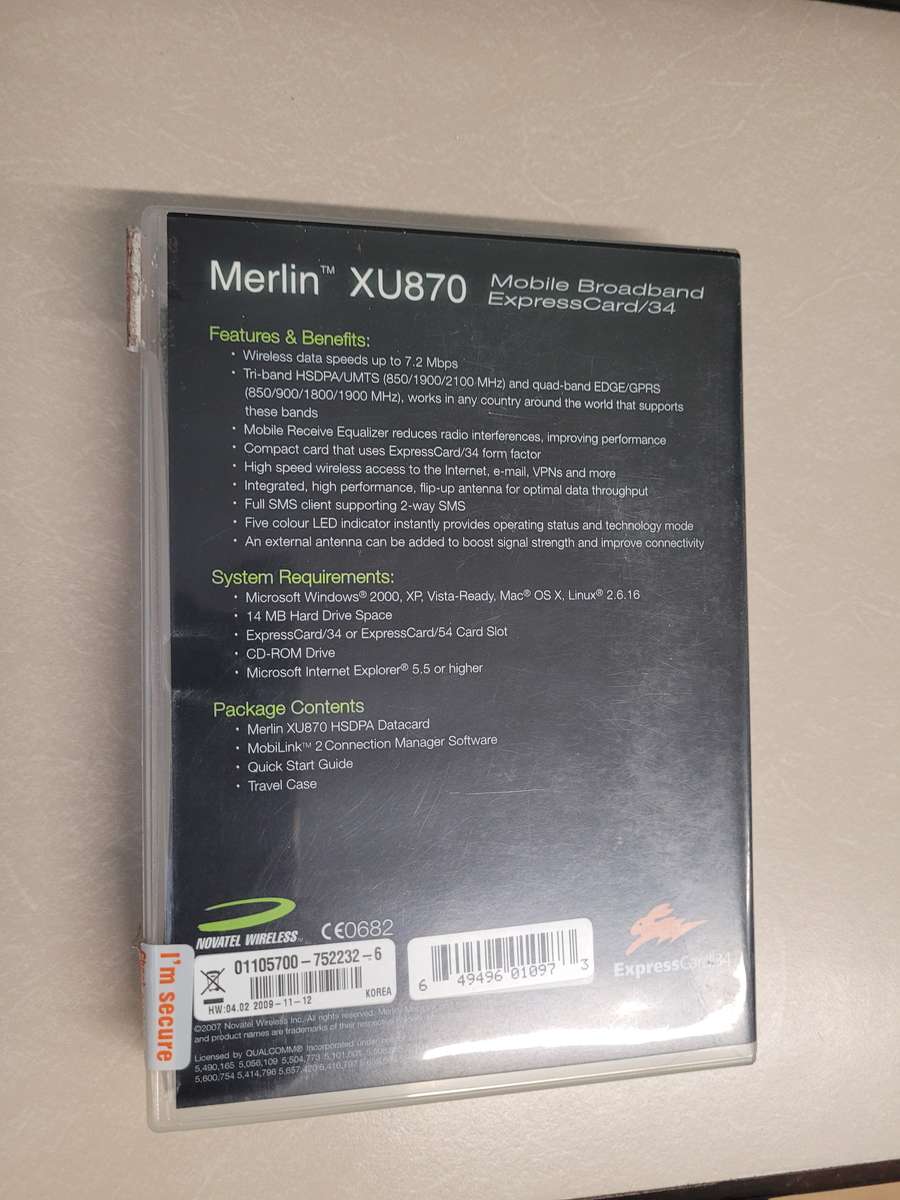 Merlin XU870 HSDPA Expresscard modem with USB adapter