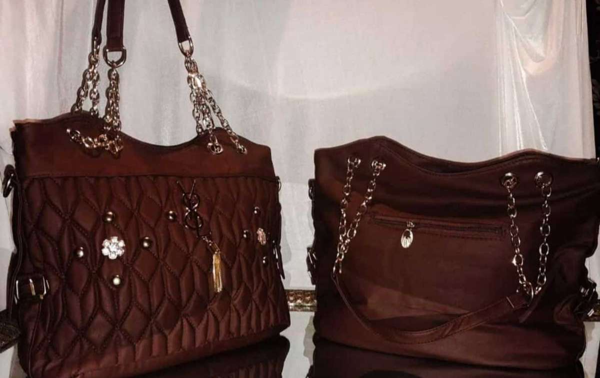 2 brown faux leather Quilted Tote bag