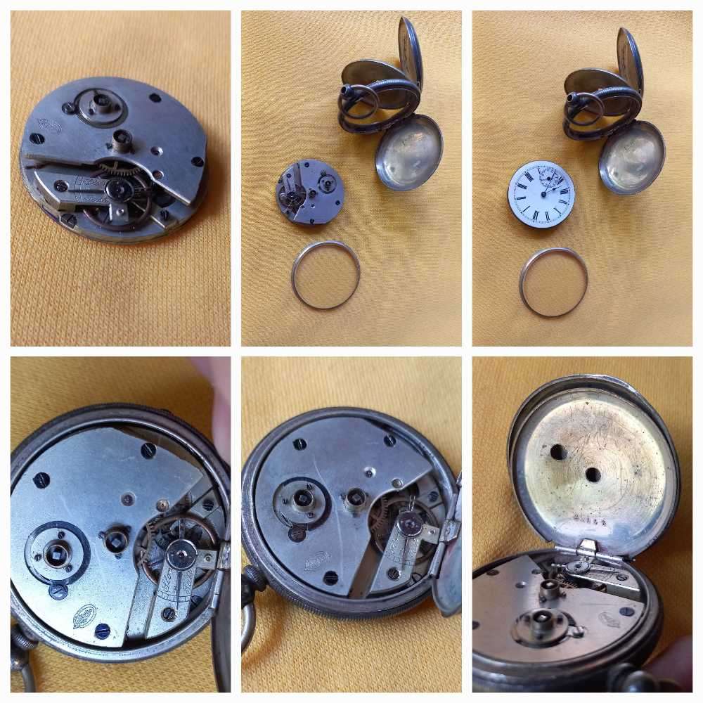 Pocket watch with  silver engraved casing