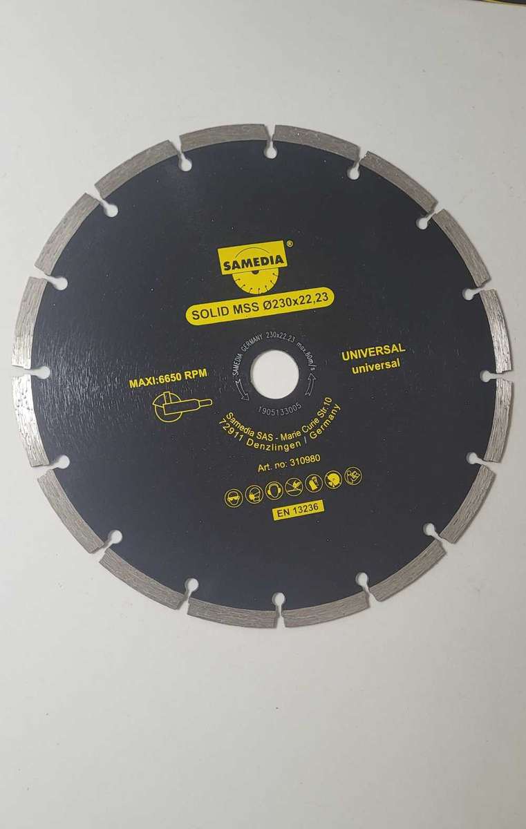Samedia Segmented Industrial Multipurpose SOLID MSS Diamond Blade 230x22x23mm (BID PER PIECE)