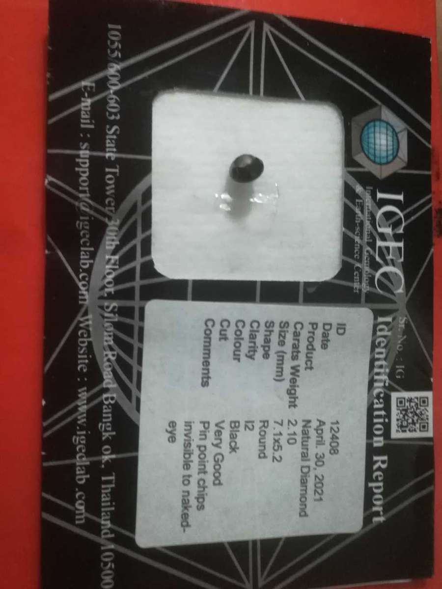2.10 ct black diamond IGEC certificate