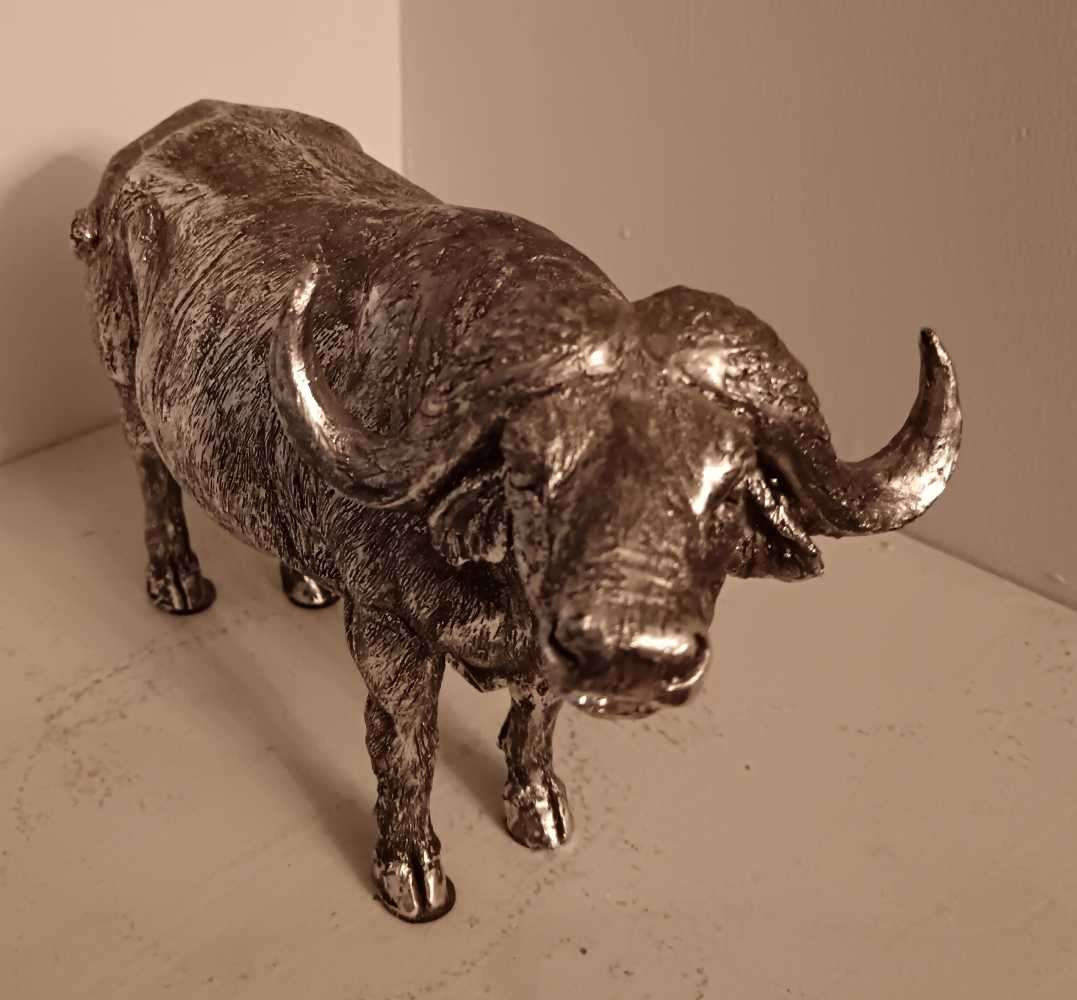 Silver Tone Water Buffalo Statue