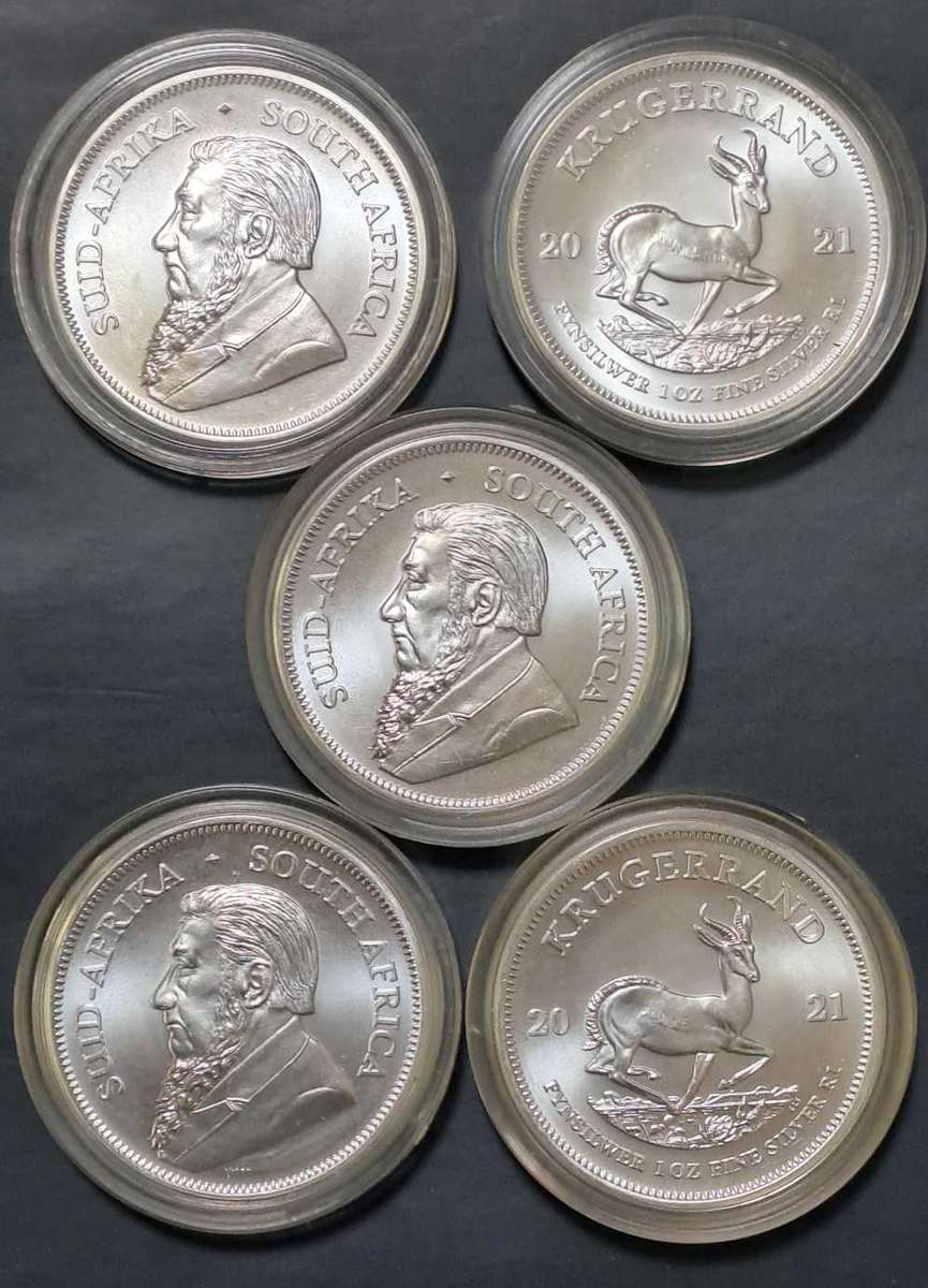 Stunning 2021 UNC Silver 1 oz Krugerrands ***Crazy Wednesday *** 5 coins up for grabs with capsules!
