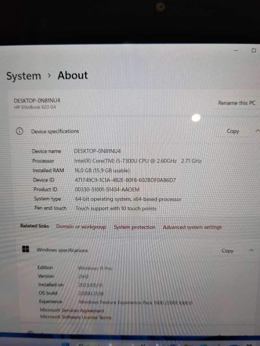 HP elite book 820 G4
