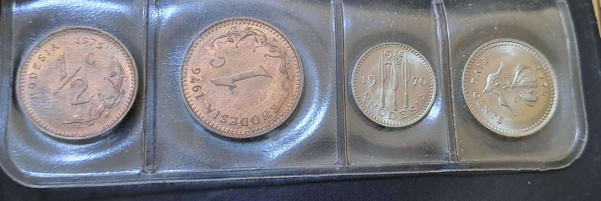 Coins of Rhodesia Set in Special Coin Case (25c, 20c, 10c, 5c, 2.5c, 1c, 1/2c)