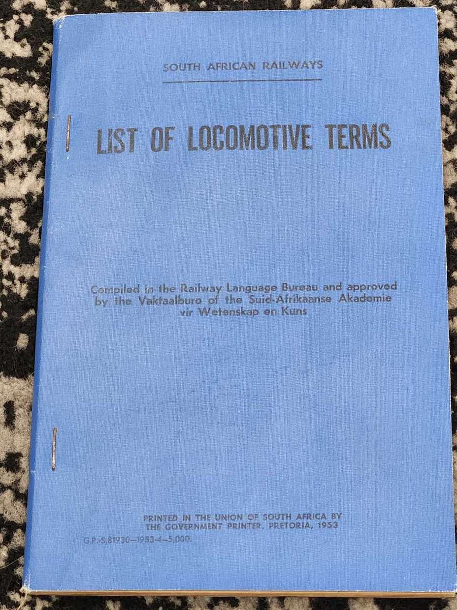 South African Railways - 1953 List of Locomotive Term - Near Mint Condition Rarity