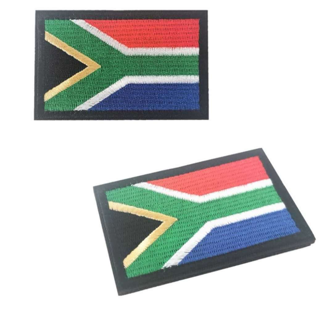 South Africa Flag Velcro Patch, 2ppc - Embroidered - 8 x 5cm
