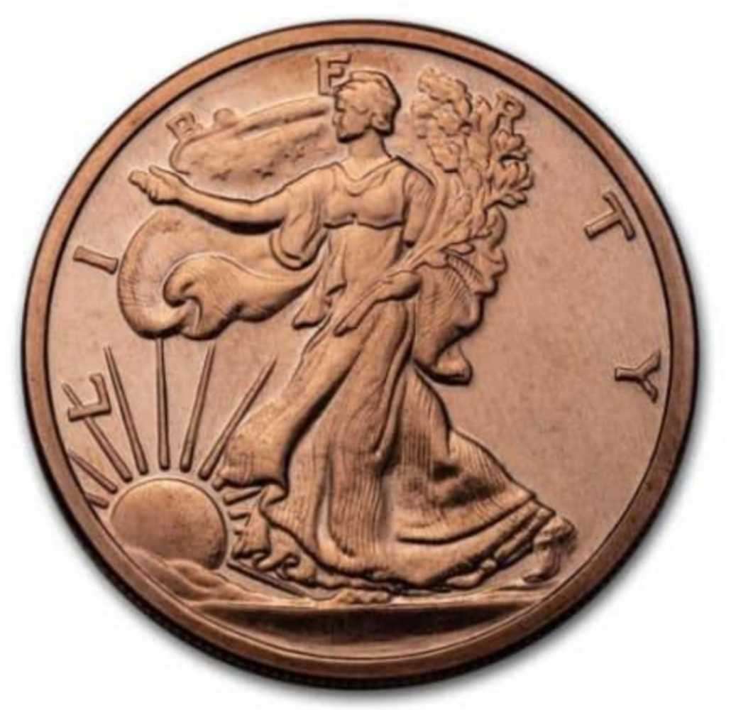 1oz copper American walking liberty round