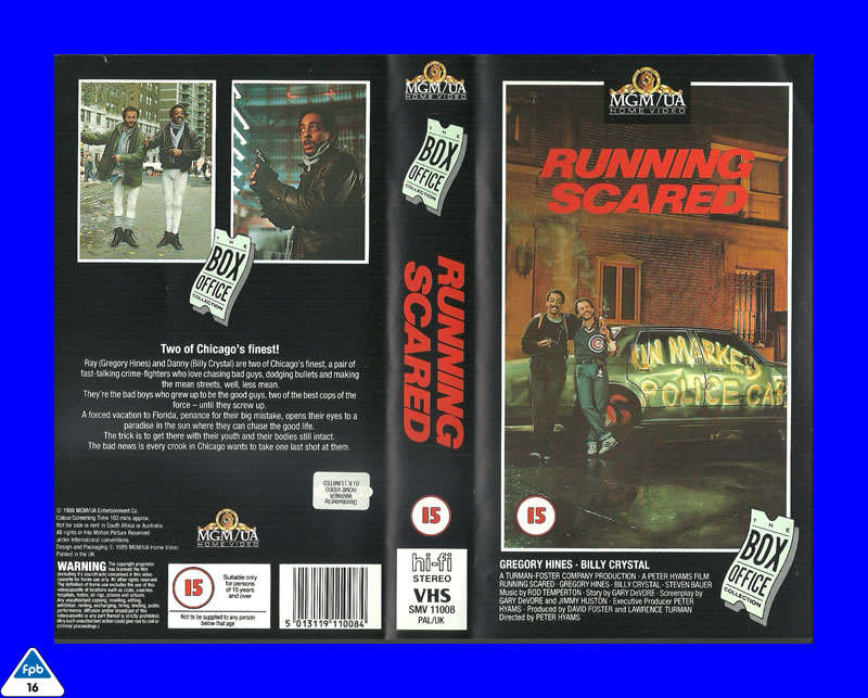 VHS CASSETTE  -  RUNNING SCARED (GREGORY HINES, BILLY CRYSTAL)
