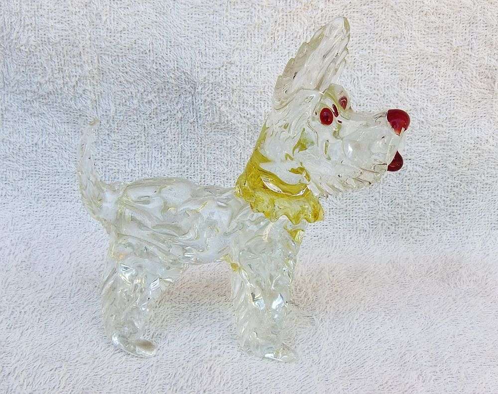 AN AMAZING RARE LARGE VINTAGE 1950`S GENUINE MURANO GLASS SCOTTISH TERRIER IN AWESOME CONDITION !!