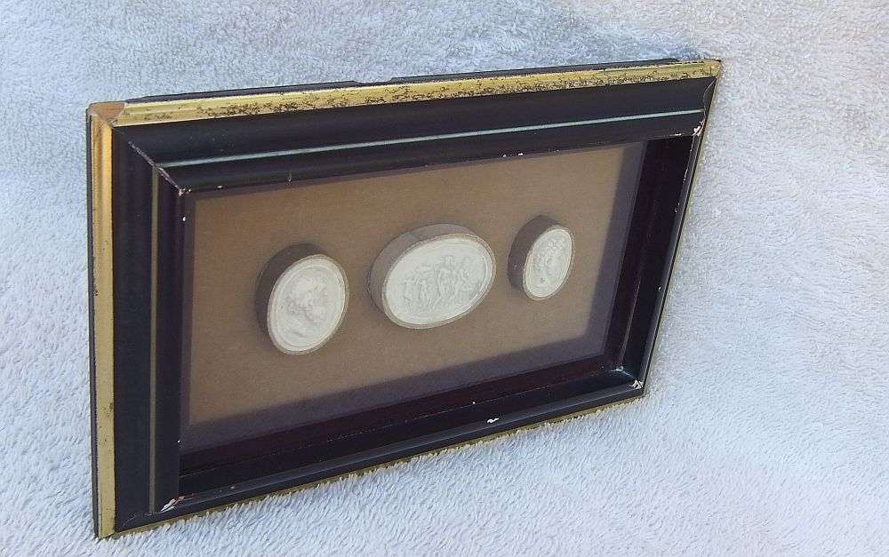 SUPER RARE IN SA !! THREE 19TH CENTURY PLASTER GRANDTOUR INTAGLIOS IN FRAME