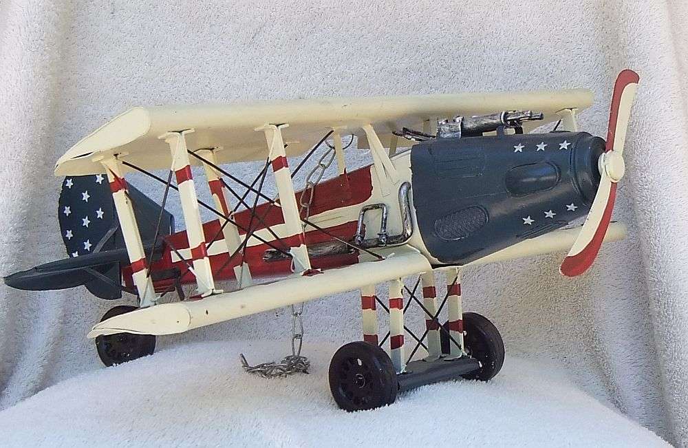 MUST SEE !! AN AWESOME AND BIG HIGHLY DETAILED METAL TIN TYPE FIGHTER PLANE !! WOW !!