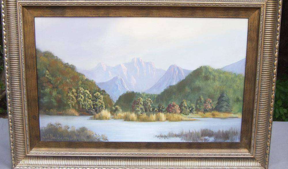 Framed original signed oil on board landscape painting