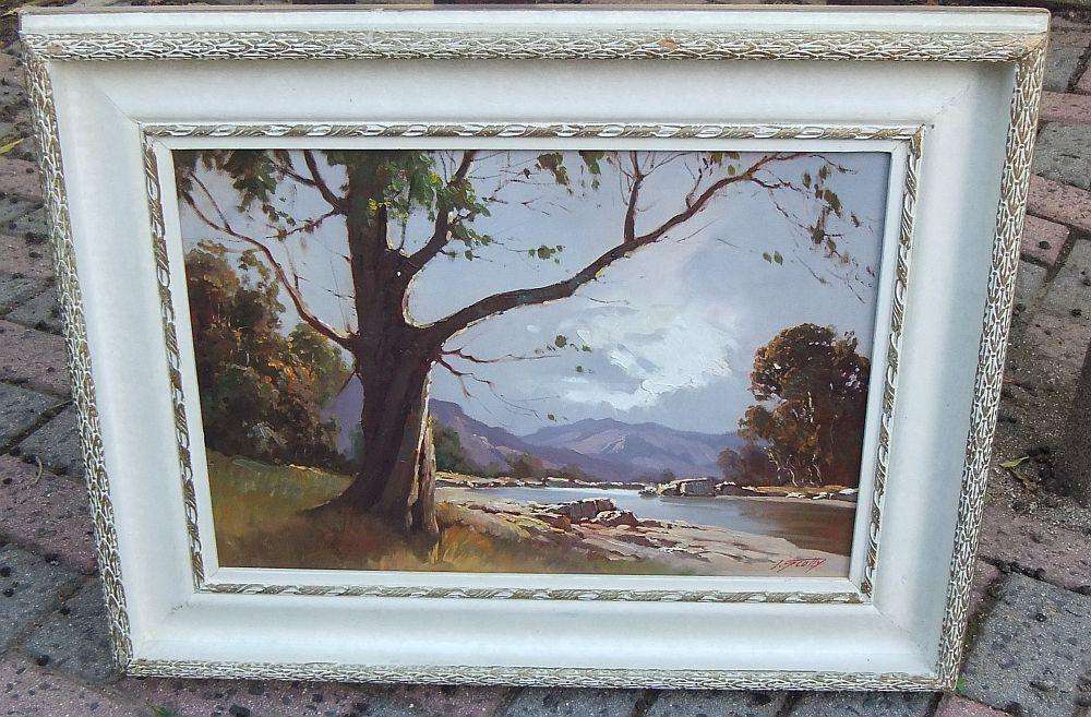 AN ORIGINAL OIL ON BOARD LANDSCAPE PAINTING BY TITTA FASCIOTTI  ( PSEUDONYM T.SCOTTY )
