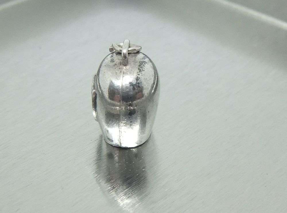 A CUTE VINTAGE "800" SILVER SWISS THEME COW BELL CHARM ( 80% SILVER ) - FREE COMBINING !!