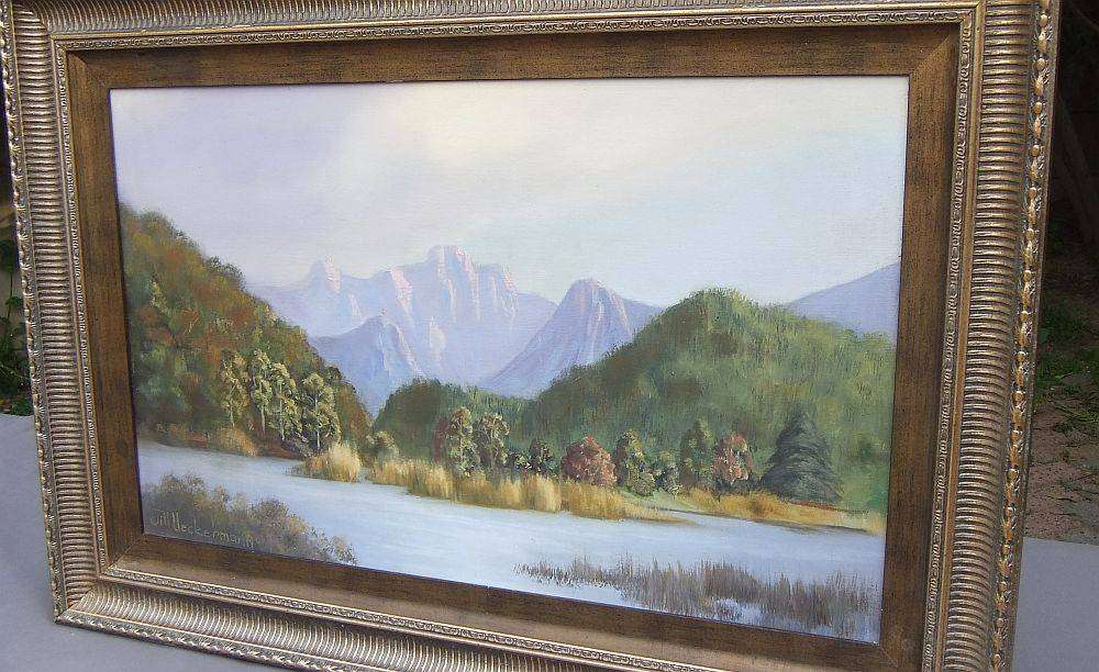 Framed original signed oil on board landscape painting