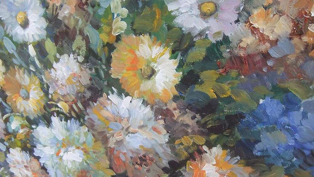 Large Framed Original Still Life Oil on Board Painting Signed T Demar