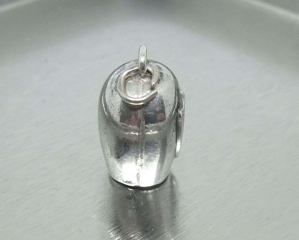 A CUTE VINTAGE "800" SILVER SWISS THEME COW BELL CHARM ( 80% SILVER ) - FREE COMBINING !!