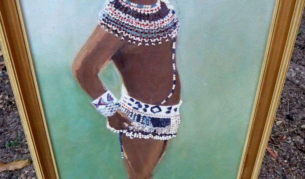 Vintage original oil painting of a young girl by E. Connellan