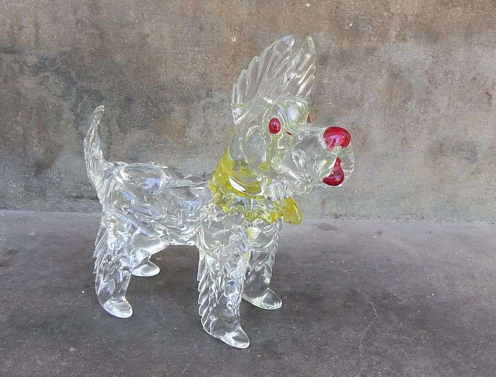 AN AMAZING RARE LARGE VINTAGE 1950`S GENUINE MURANO GLASS SCOTTISH TERRIER IN AWESOME CONDITION !!