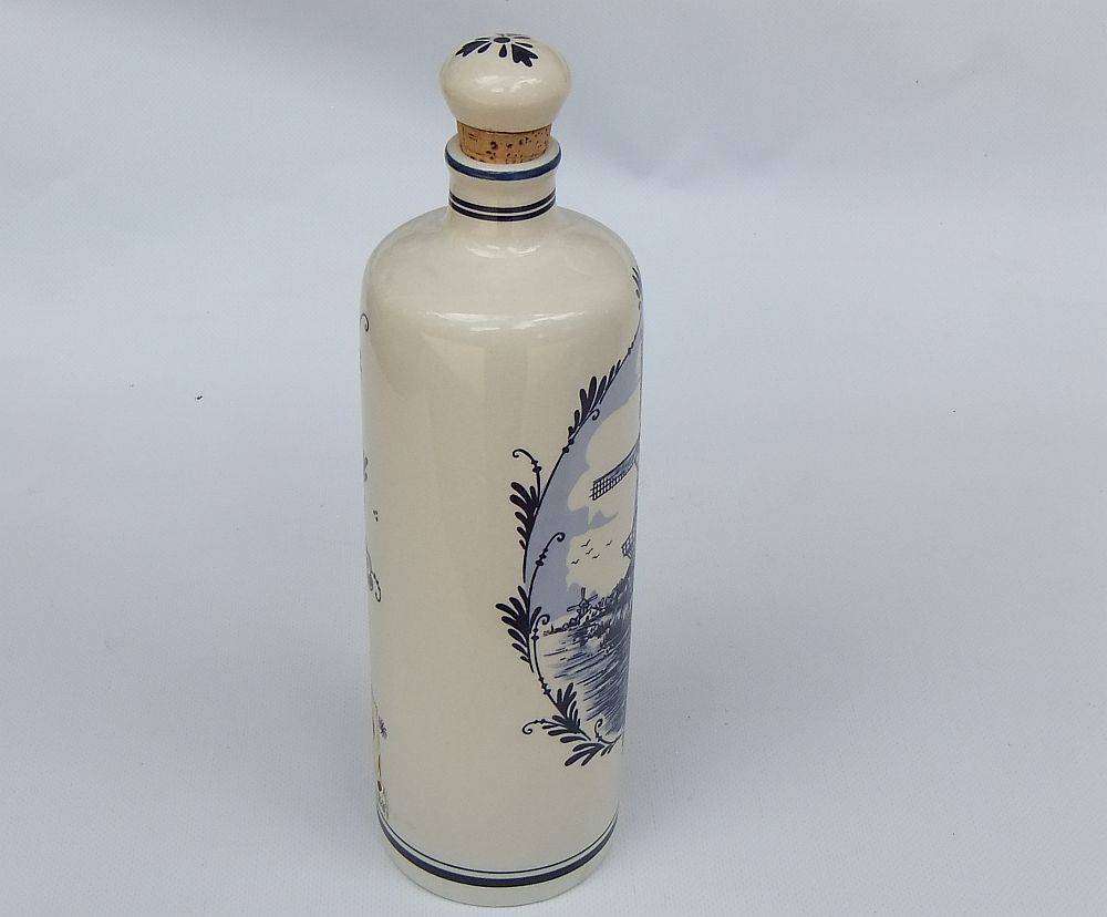 An awesome vintage Delfts Blue decanter made for Bols brandy with windmill motif