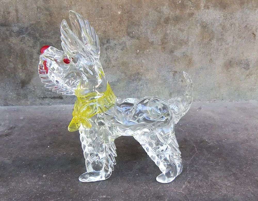 AN AMAZING RARE LARGE VINTAGE 1950`S GENUINE MURANO GLASS SCOTTISH TERRIER IN AWESOME CONDITION !!