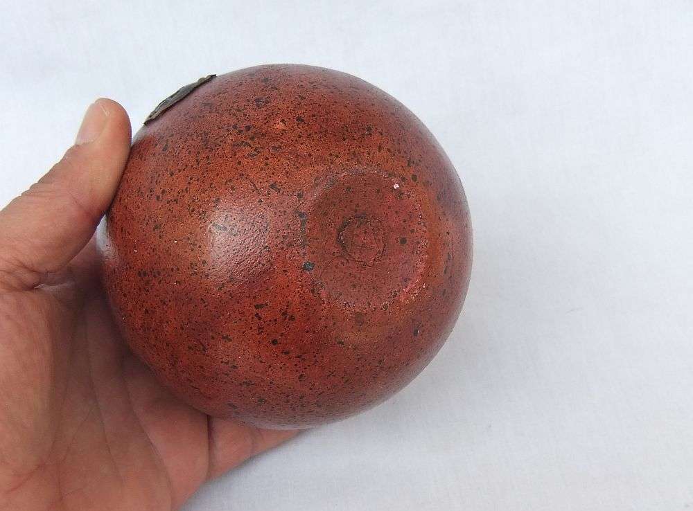 LOOK AT THIS !! AN INTERESTING FRUIT SHAPED HAND MADE WOODEN TRINKET BOX WITH DECORATIVE LOCK !!