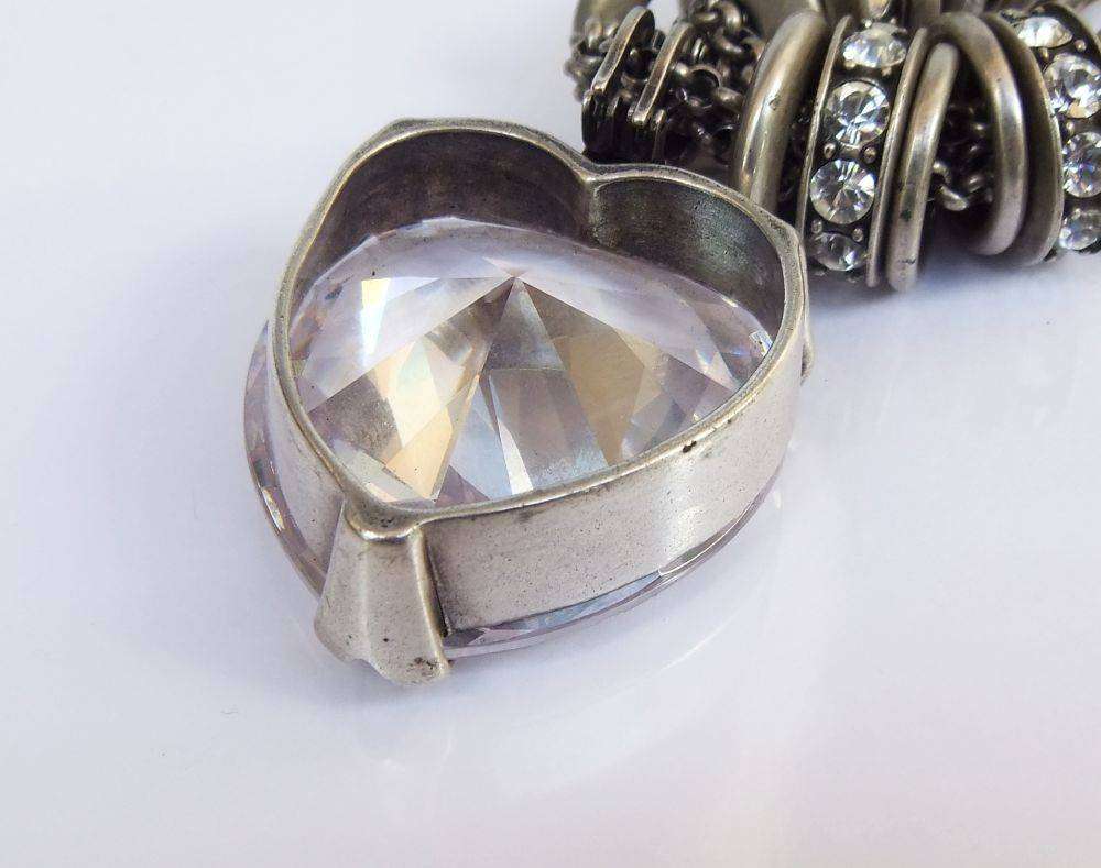 A gorgeous high class genuine Miglio metal necklace with faceted heart pendant