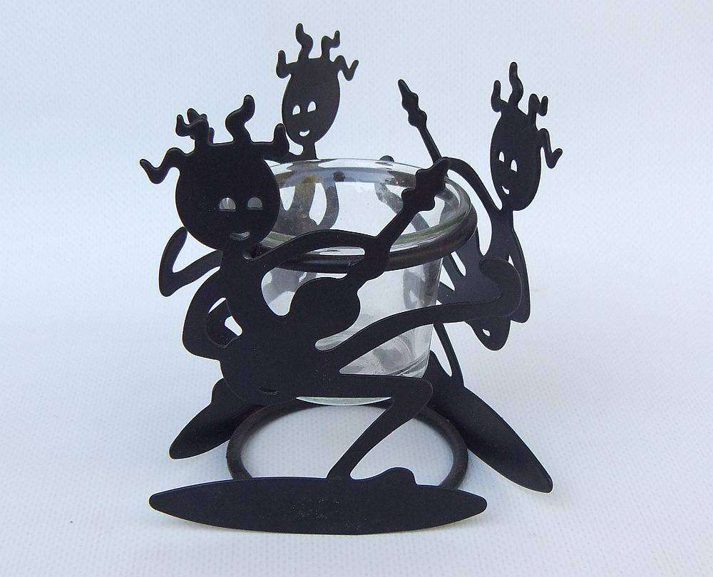 An adorable abstract tealight candle holder with fun motif and cool lighting effect