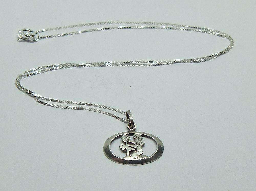 A LOVELY VINTAGE STERLING SILVER VIRGO PENDANT WITH A BRAND NEW STERLING SILVER NECKLACE !! UNWORN