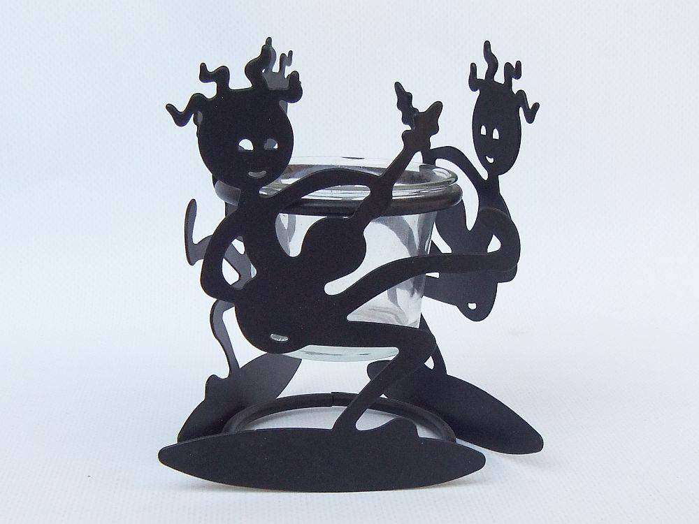 An adorable abstract tealight candle holder with fun motif and cool lighting effect
