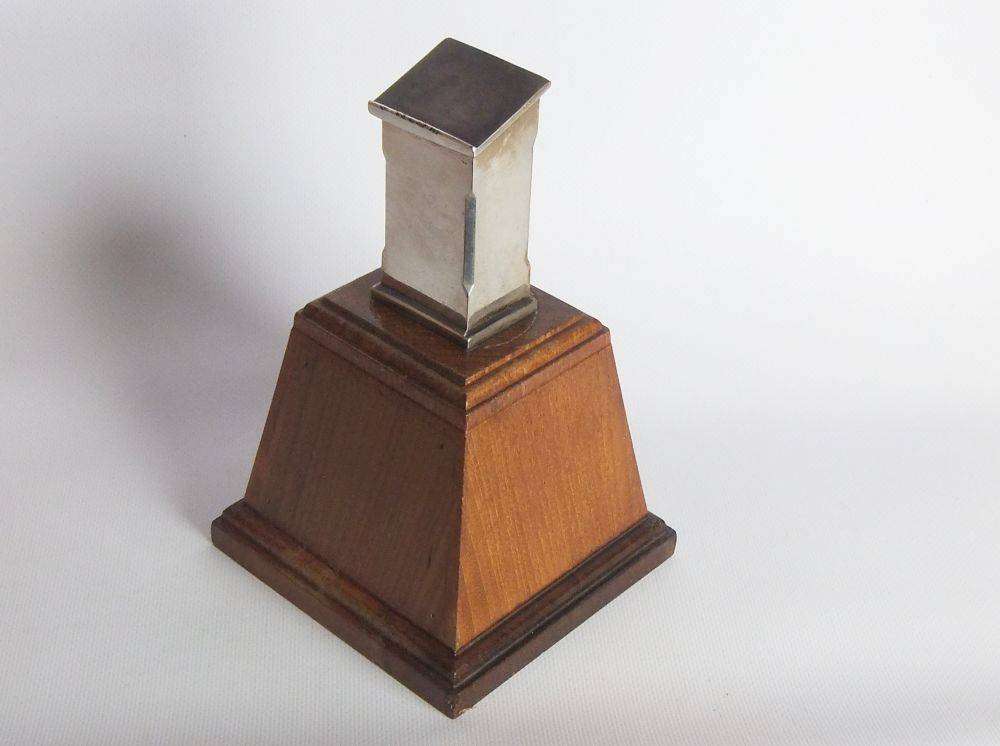 A vintage heavy solid metal on wood base South African Naval trophy / award