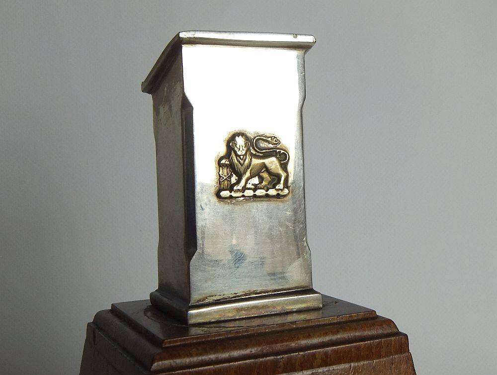 A vintage heavy solid metal on wood base South African Naval trophy / award