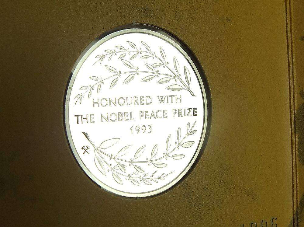 A limited edition 2001 solid sterling silver Nelson Mandela medallion by the Mint of Norway