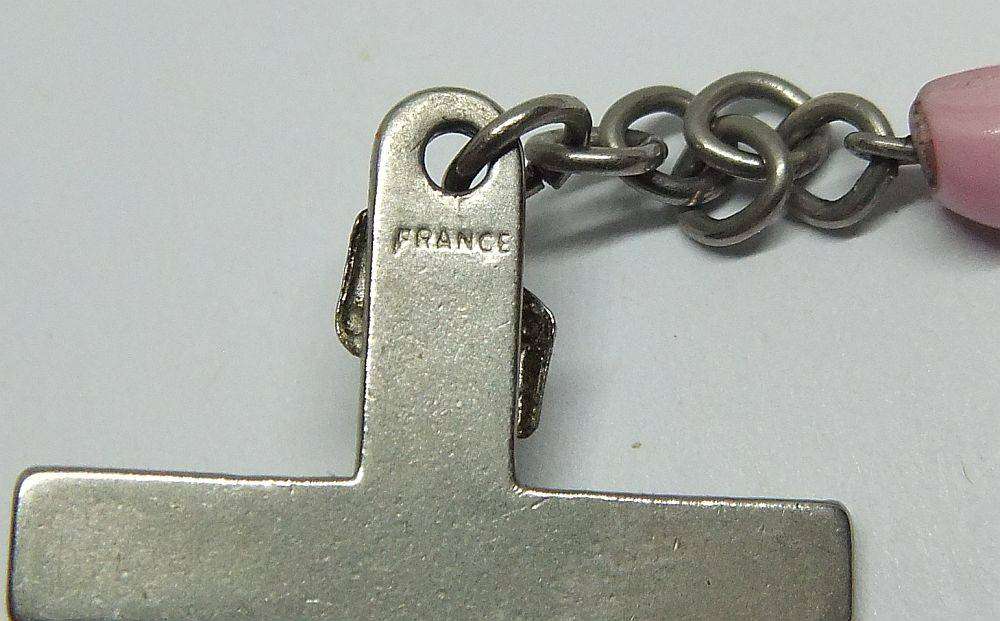 A lovely vintage French made rosary with pink opaline glass beads