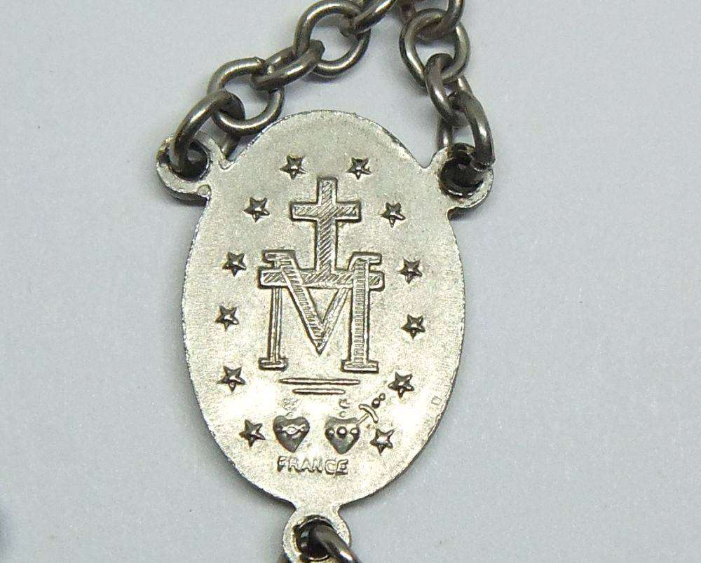 A lovely vintage French made rosary with pink opaline glass beads