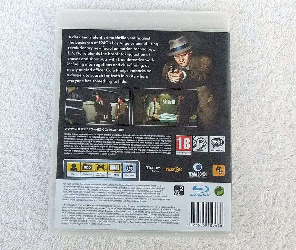 PLAYSTATION 3 GAME - L.A. NOIRE