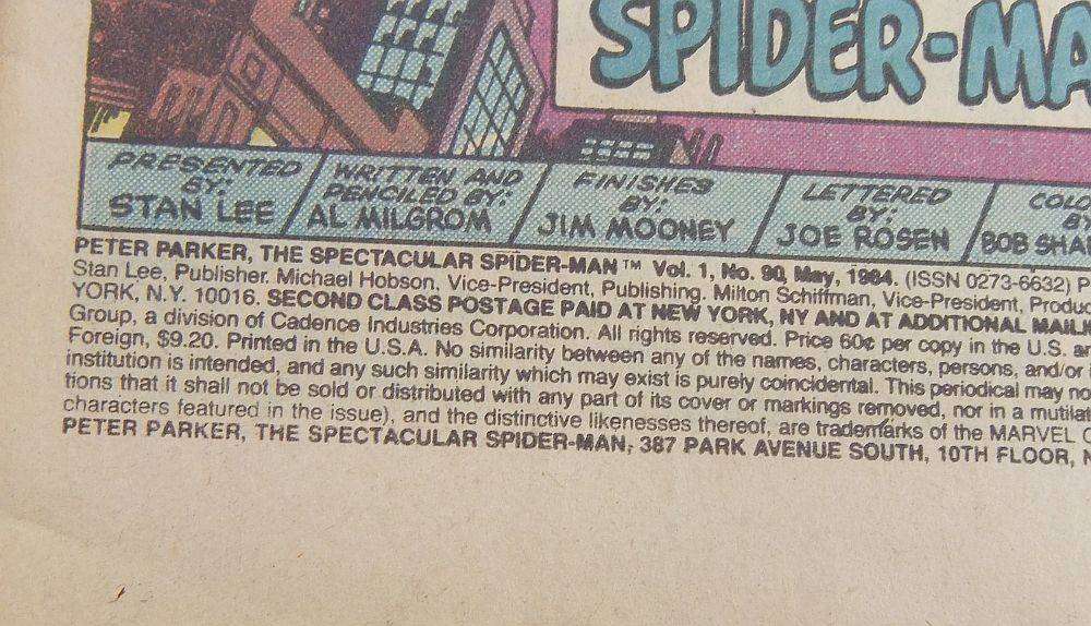 1984 Marvel Comics - Peter Parker, The Spectacular Spider-Man #90 ( Black Cat )