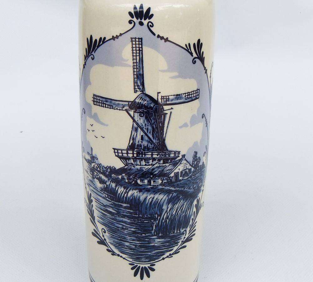 An awesome vintage Delfts Blue decanter made for Bols brandy with windmill motif