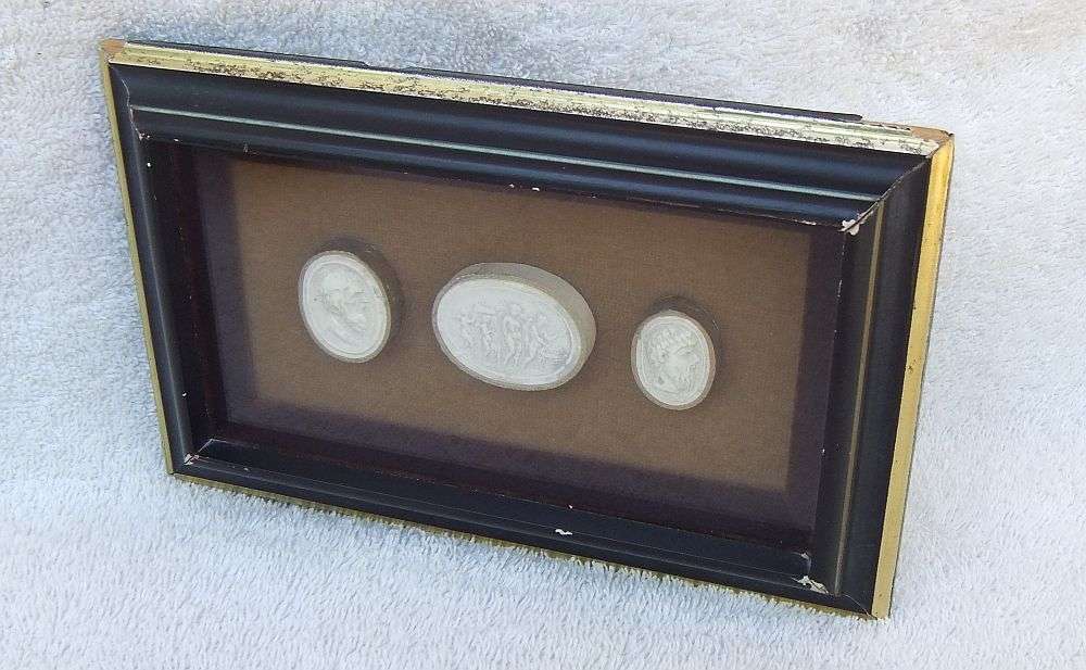 SUPER RARE IN SA !! THREE 19TH CENTURY PLASTER GRANDTOUR INTAGLIOS IN FRAME