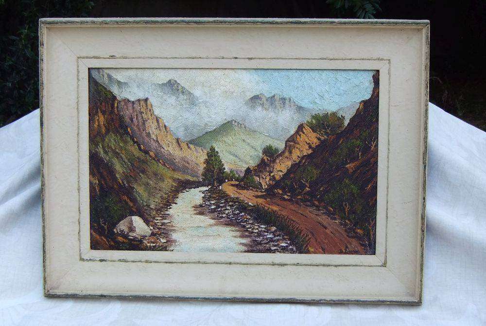 An eye catching original oil on board landscape painting by SA artist B. Bosman