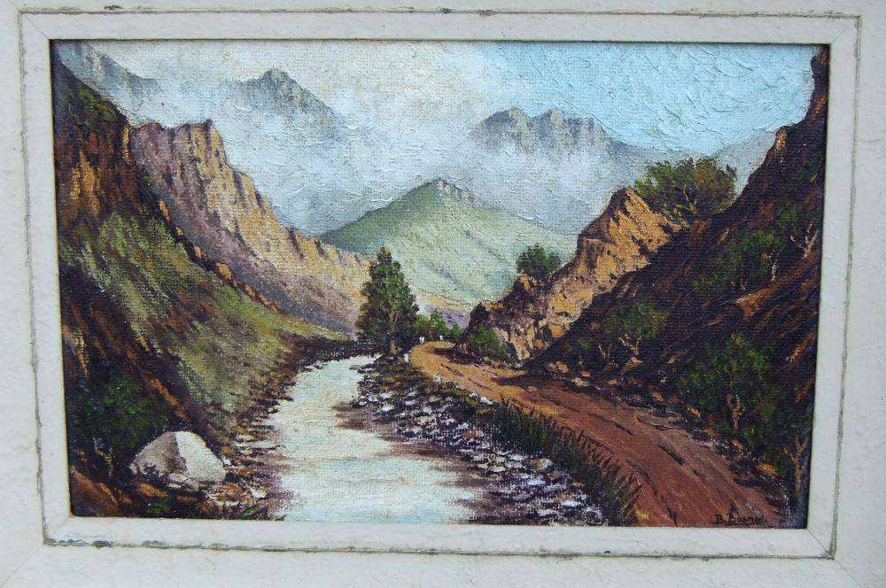 An eye catching original oil on board landscape painting by SA artist B. Bosman