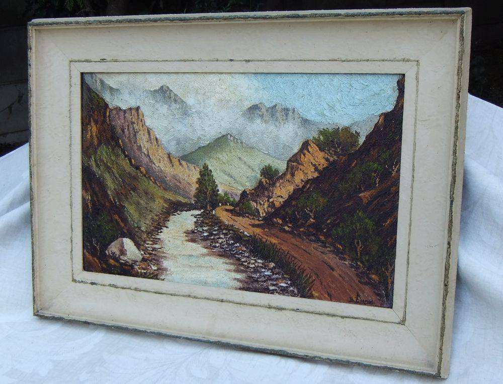An eye catching original oil on board landscape painting by SA artist B. Bosman