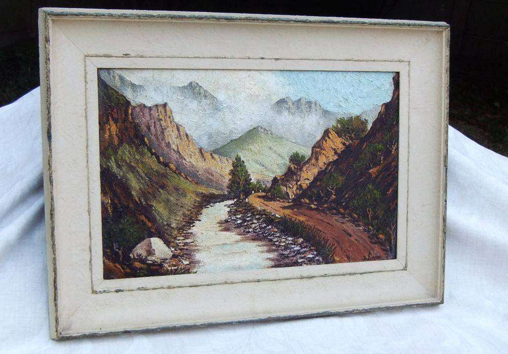 An eye catching original oil on board landscape painting by SA artist B. Bosman