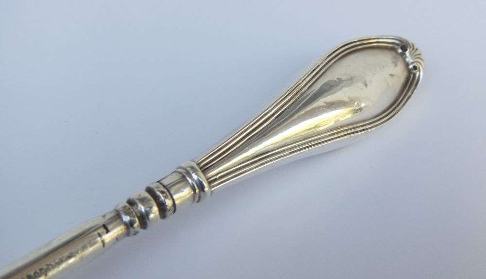 COOL FIND !! AN OLD SILVERPLATE CANDLE SNUFFER WITH STERLING SILVER HANDLE !! WOW !!